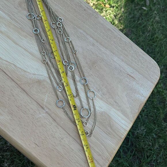 Vintage Hammered O Multi Strand Gold Chain Necklace - Picture 6 of 7